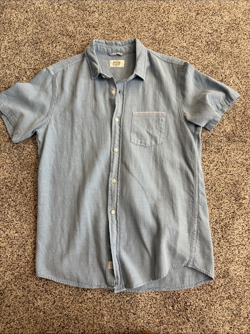 Marine Layer Light Blue Short Sleeve Button-Down Shirt